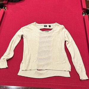 Daytrip Cream Layered-Hem Crewneck Sweater